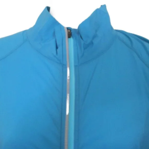 L L Bean Aqua Blue Thumb Hole Long Sleeve Reflective Accents Windbreaker Size L - Picture 12 of 14